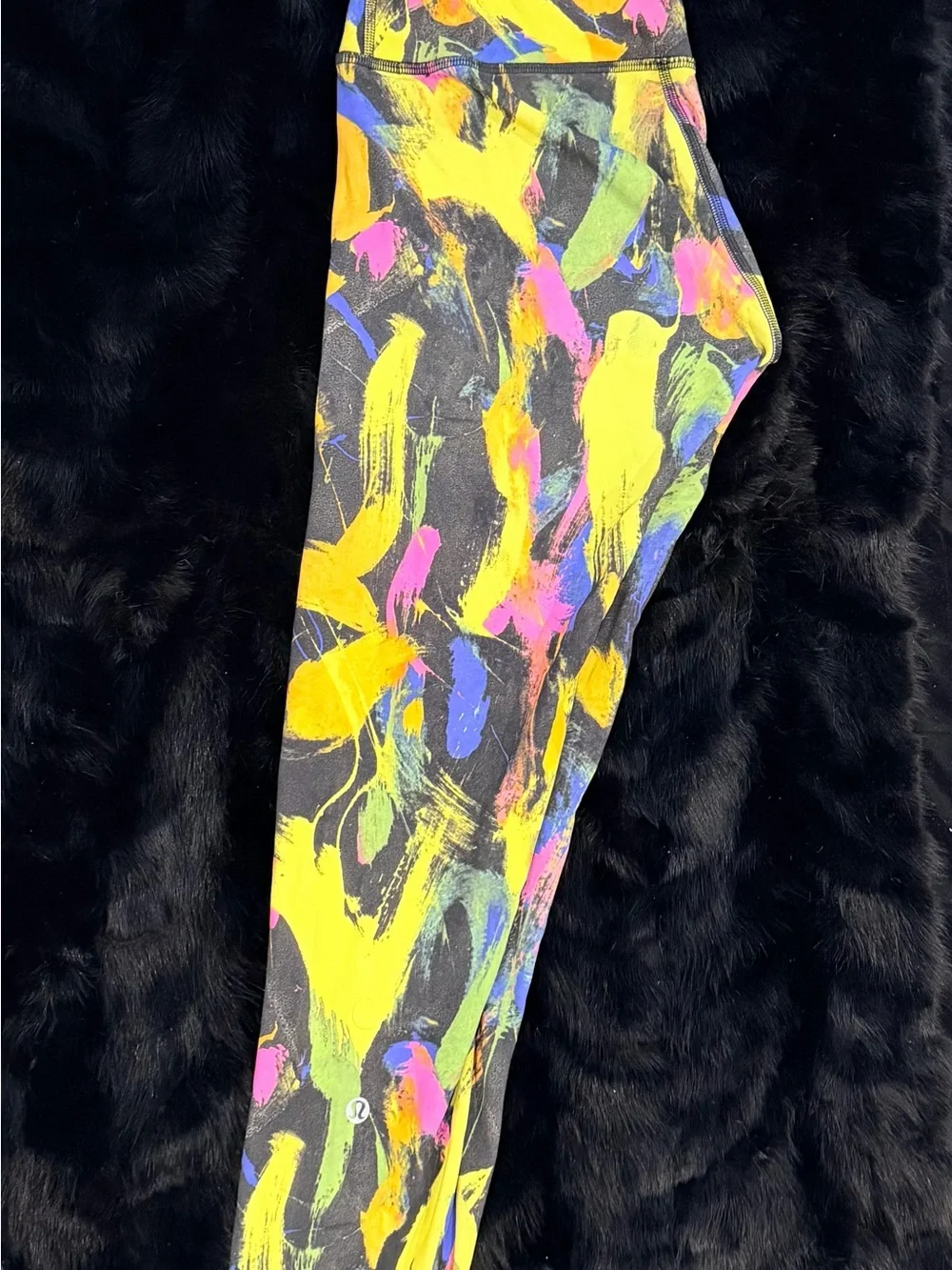 Lululemon Multicolor Abstract Print High-Waist Leggings & Sports Bra Set, Size 2